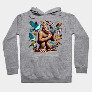 Bigfoot the Birdwatcher: A Mythical Ornithologist's Day Out Hoodie